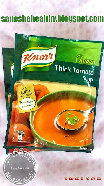 Knorr classic thick tomato soup contains added flavours.